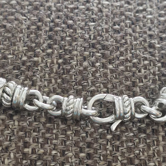 Judith Ripka Sterling Silver Duel Clasp Black Braided Necklace - Picture 2 of 6